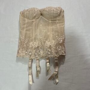 NWT Vintage 90s Victoria’s Secret Nude Floral Sheer Bustier Corset Top Ethereal